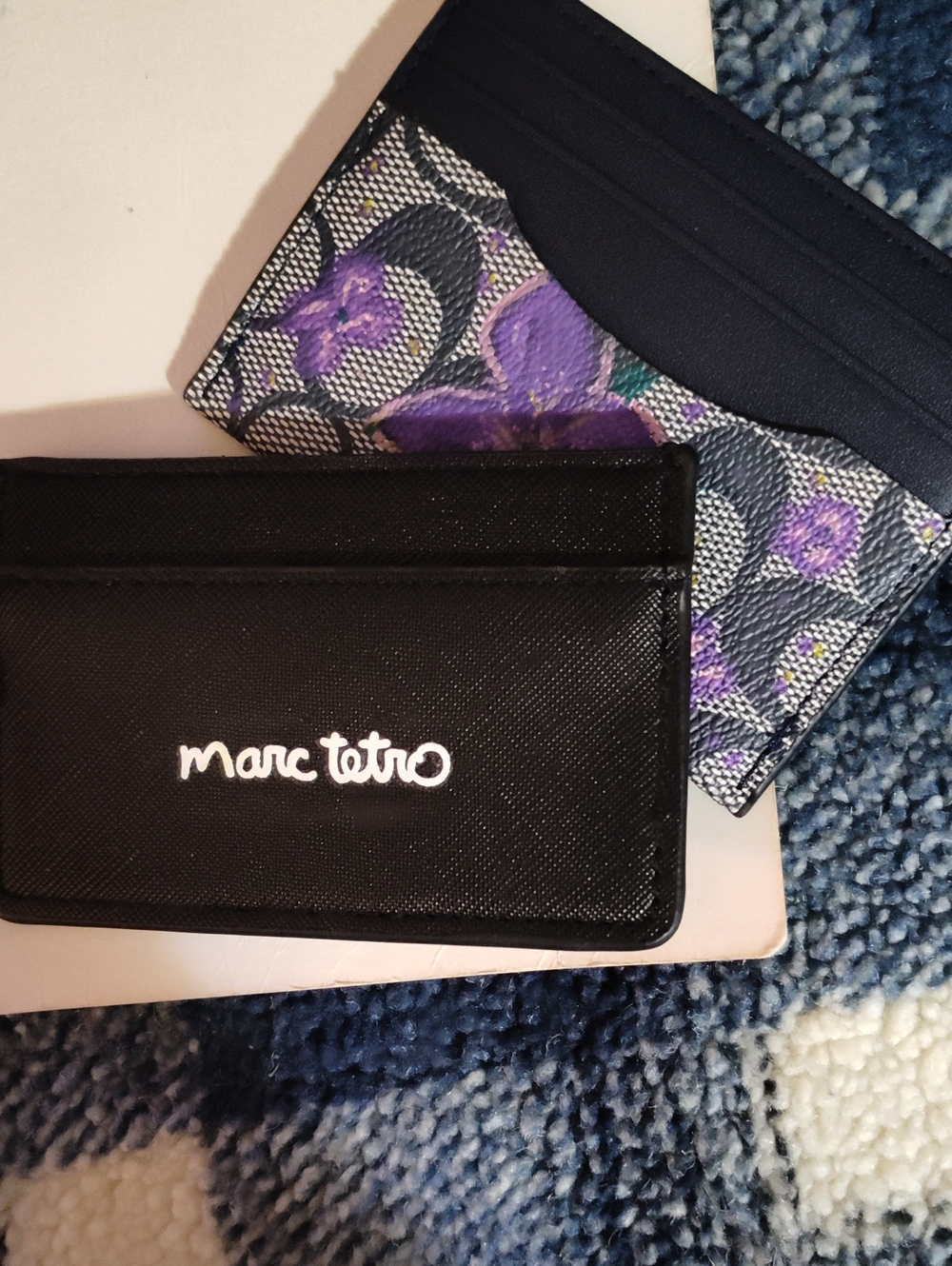 Marc Tetro And Black Card Holder And One with Purple Floral Accent (2)